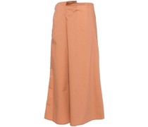 pleated cotton midi-skirt