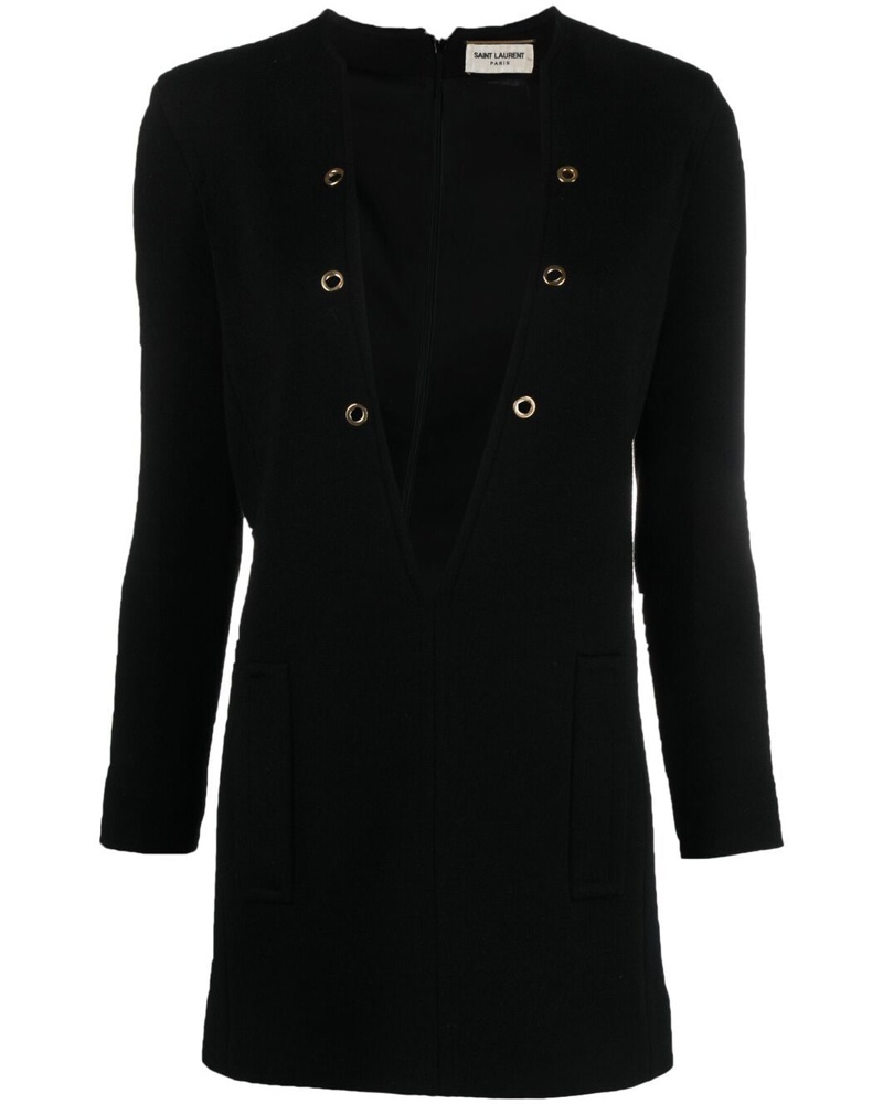 Saint Laurent Damen Kleid mit tiefem V-Ausschnitt