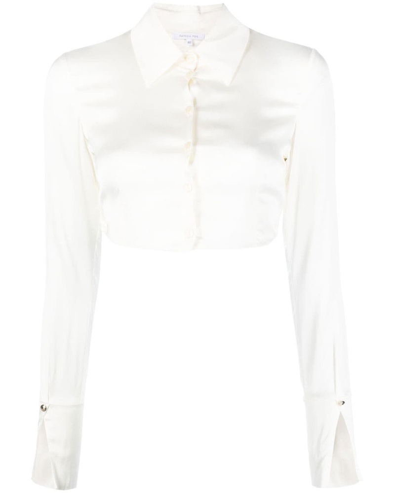 Patrizia Pepe Damen Cropped-Hemd mit langen Ärmeln