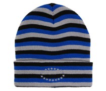 Gestreifte Beanie mit Logo-Stickerei