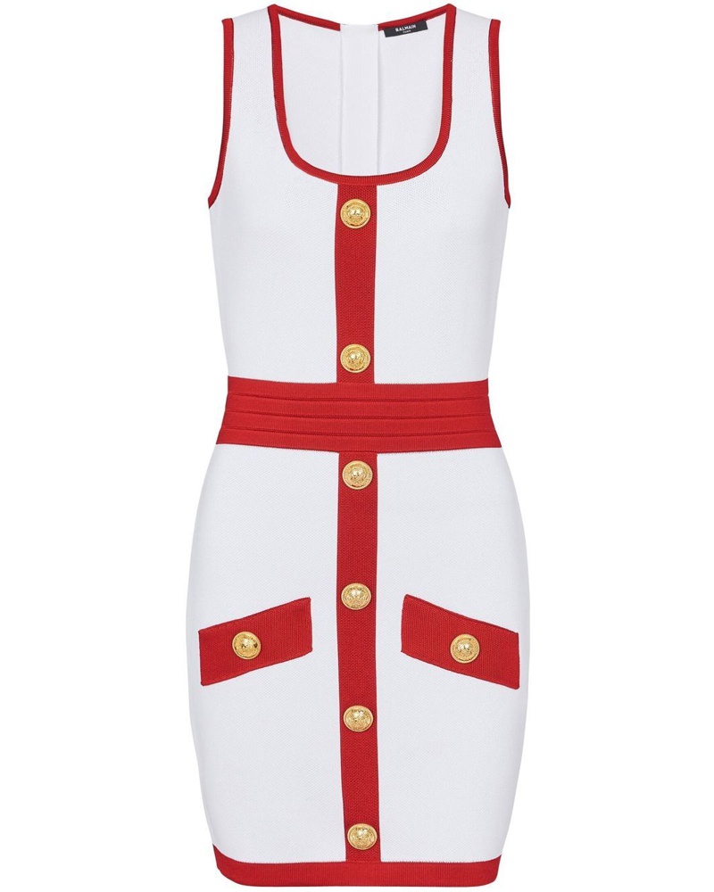 Balmain Damen Zweifarbiges Minikleid