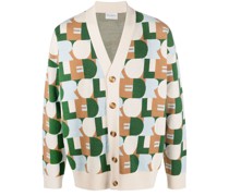 Cardigan mit Intarsien-Logo