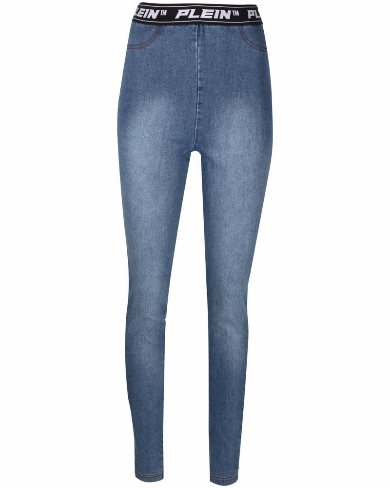 Philipp Plein Damen Leggings mit Logo-Bund
