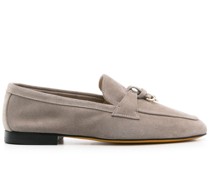 strap-detailing suede loafers
