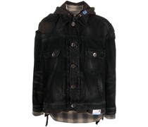 Jeansjacke mit Kapuze im Layering-Look