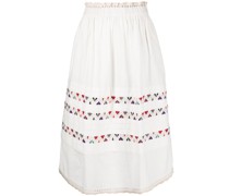stripe-pattern midi skirt