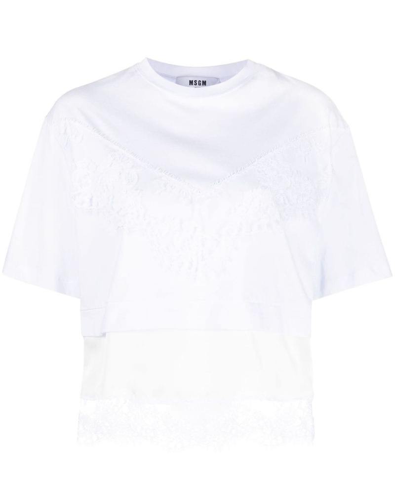 MSGM Damen T-Shirt mit Spitze