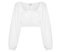 Cropped-Bluse mit Lochstickerei