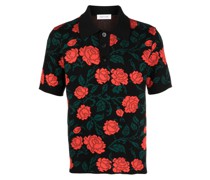 Poloshirt mit Blumenstickerei