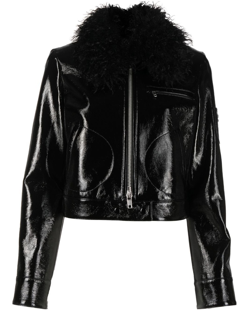 Courrèges Damen Gefütterte Jacke aus Faux-Leder