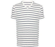 striped V-neck T-shirt