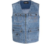 Jeansweste mit Print