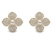 18kt Gelbgoldohrstecker mit Perlen und Diamant