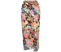 floral-print cotton wrap skirt