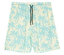 Kordelzug-Shorts mit Palmen-Print