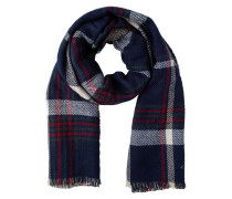 Camel Active Herren Schal Aus Baumwolle - Double Face Mit Karomuster & Logopatch