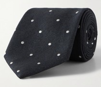Krawatte aus einer Leinen-Seidenmischung mit Punkten, 8 cm