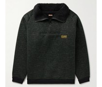 Alpine Strick-Sweatshirt mit Fleecefutter, kurzem Reißverschluss und Logoapplikation