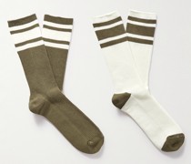 Set aus zwei Paar Socken aus einer Baumwollmischung in Rippstrick mit Streifen