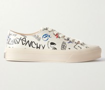 City Logo-Print Leather Sneakers