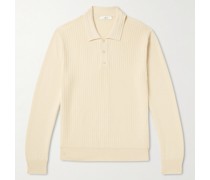 Pullover mit Polokragen aus Baumwoll-Jersey in Rippstrick