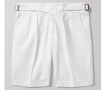 Manny Straight-Leg Garment-Dyed Pleated Cotton-Twill Shorts