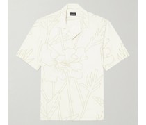 Gestreiftes Hemd aus Webstoff mit Reverskragen und Blumenprint