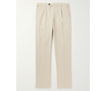 Bundfaltenhose mit geradem Bein aus Gabardine aus einer Baumwollmischung