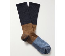 Stricksocken in Colour-Block-Optik