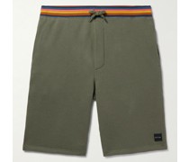 Straight-Leg Striped Cotton-Jersey Drawstring Shorts