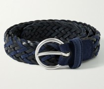 Geflochtener Gürtel aus Leder und Veloursleder, 3,5 cm