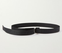 3cm Leather-Trimmed Logo-Jacquard Webbing Belt