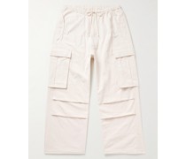 Peace gerade geschnittene Cargohose aus besticktem Flammgarn-Canvas aus Biobaumwolle