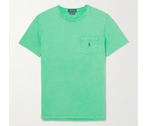 Slim-Fit Logo-Embroidered Cotton and Linen-Blend T-Shirt
