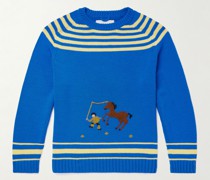 Pullover aus Wolle mit Pony-Stickerei