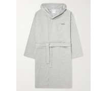 Logo-Embroidered Cotton-Blend Jersey Hooded Robe