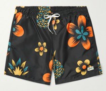 Mittellange Badeshorts mit geradem Bein und Blumenmuster