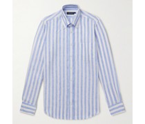 Button-Down Collar Striped Linen Shirt