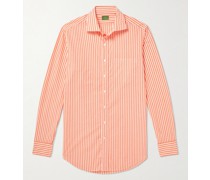 Spread-Collar Striped Cotton-Chambray Shirt