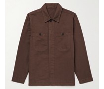 Hemdjacke aus Twill aus einer Baumwoll-Leinenmischung in Stückfärbung