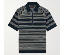 Gestreiftes Polohemd aus Baumwoll-Jacquard-Strick mit kurzem Reißverschluss