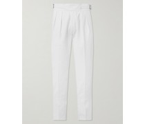 Manny schmal zulaufende Bundfaltenhose aus Baumwoll-Twill