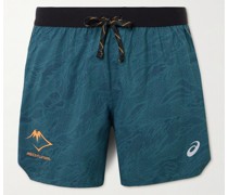 Fujitrail Shorts aus recyceltem Shell mit Mesh-Besatz und Print