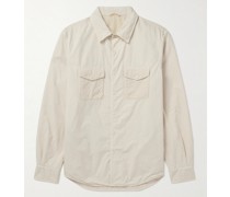 Wattierte Hemdjacke aus Baumwoll-Shell mit Cordbesatz