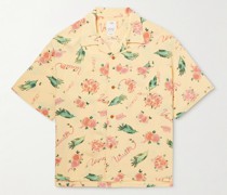 Wallis Convertible-Collar Printed Crepe Shirt