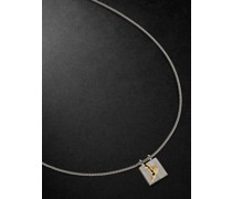 Mined Rhodium and Gold-Plated Sterling Silver and Diamond Necklace