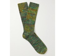 Tie-Dyed Ribbed-Knit Cotton-Blend Socks