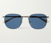 Silberfarbene Sonnenbrille mit eckigem Rahmen