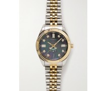 + Jacquie Aiche 36 mm gold- und silberfarbene Uhr mit Kristallen