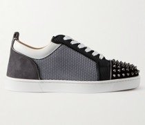 Louis Junior Spikes Suede-Trimmed Mesh and Leather Sneakers